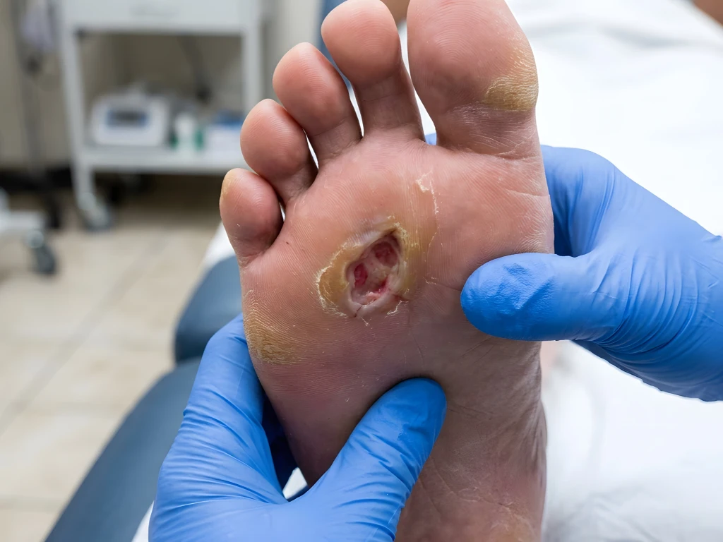 Komplikasi kaki diabetik dengan luka pada kaki
