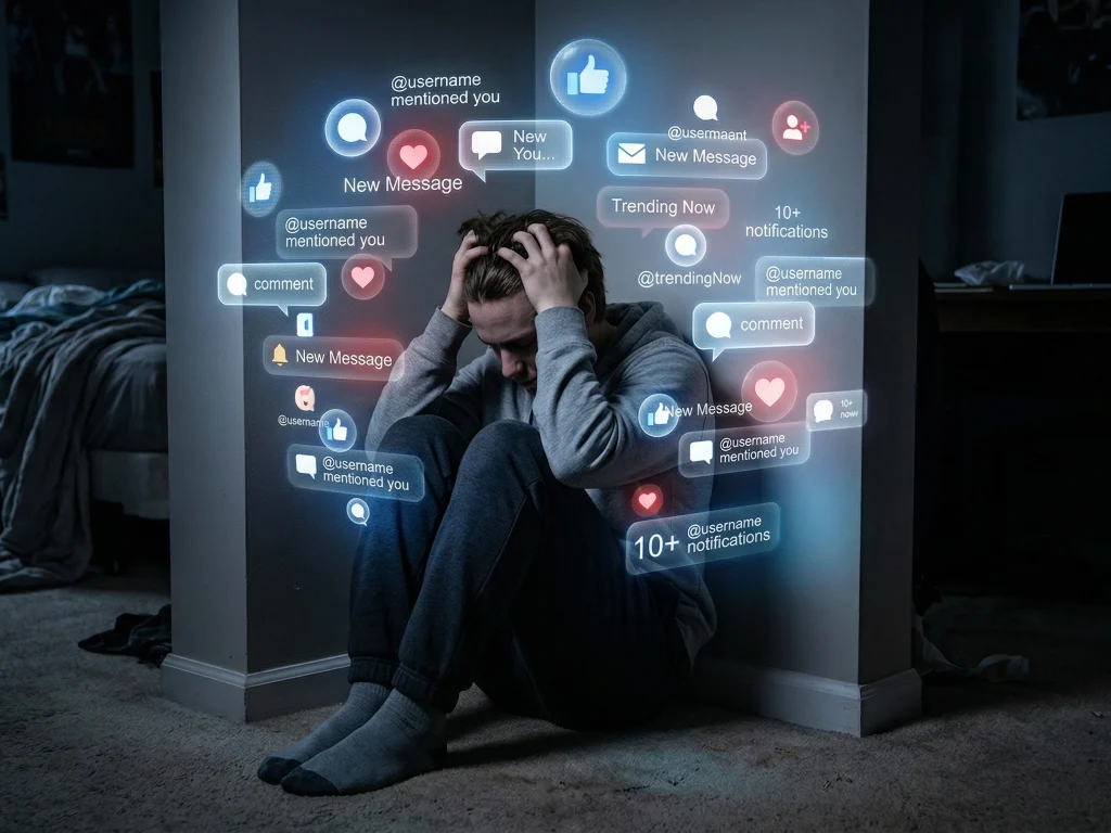 Seseorang merasa kewalahan akibat notifikasi digital dan waktu penggunaan layar yang terus-menerus